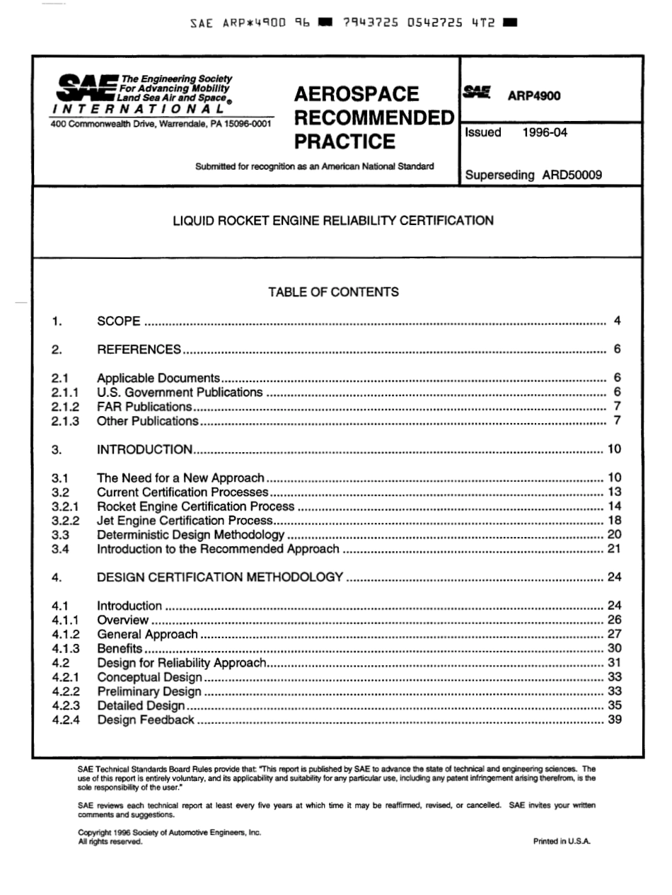 SAE ARP 4900-1996 scan.pdf_第1页