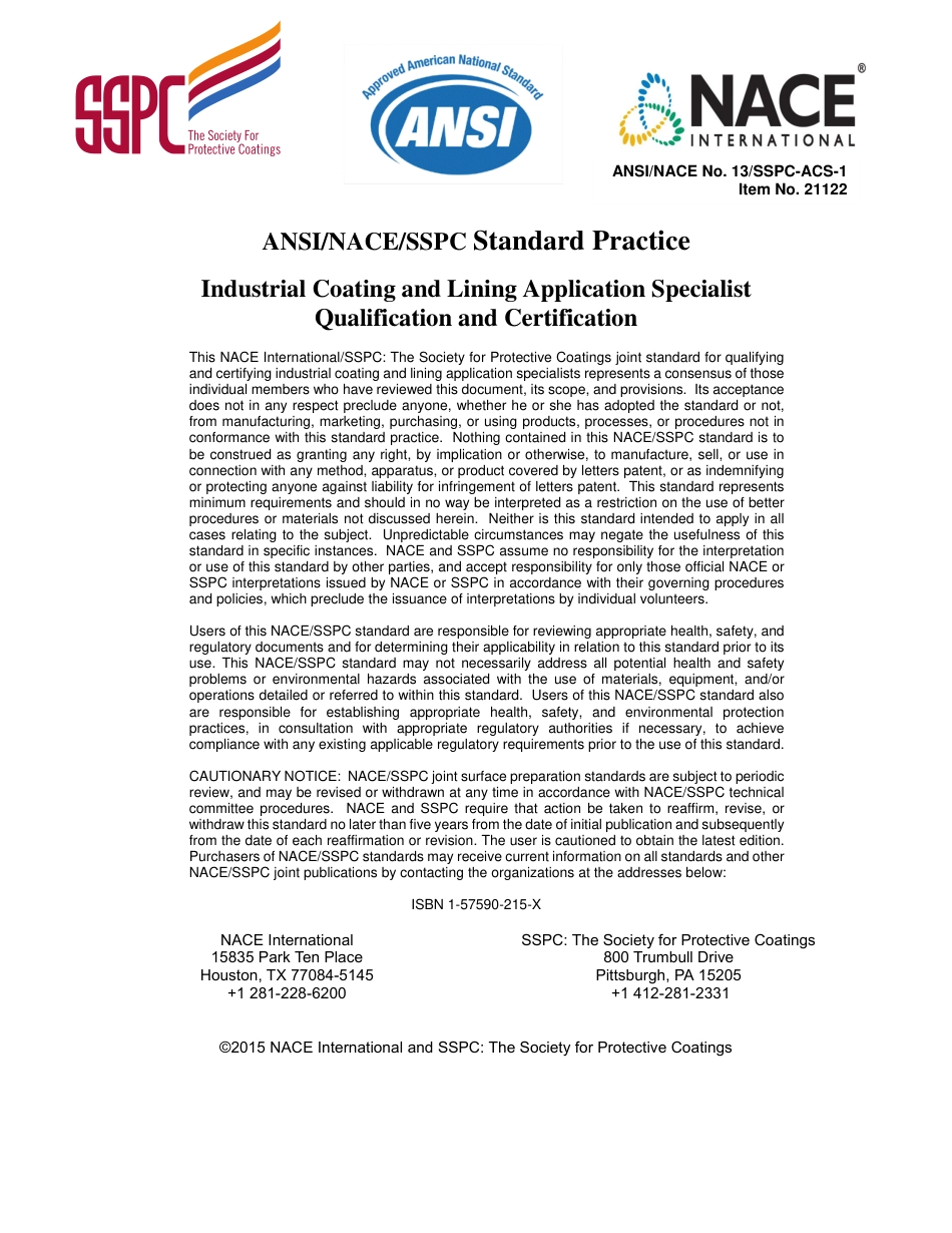 NACE No.13 SSPC-ACS-1 2015.pdf_第1页