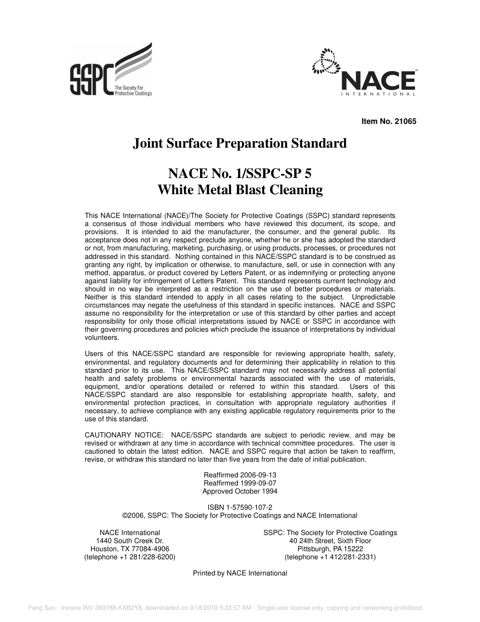 NACE No.1 SSPC-SP 5 2006.pdf_第1页