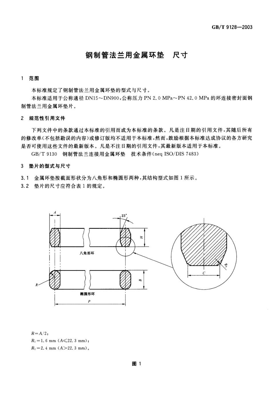 GBT 9128-2003 钢制管法兰用金属环垫 尺寸.pdf_第3页