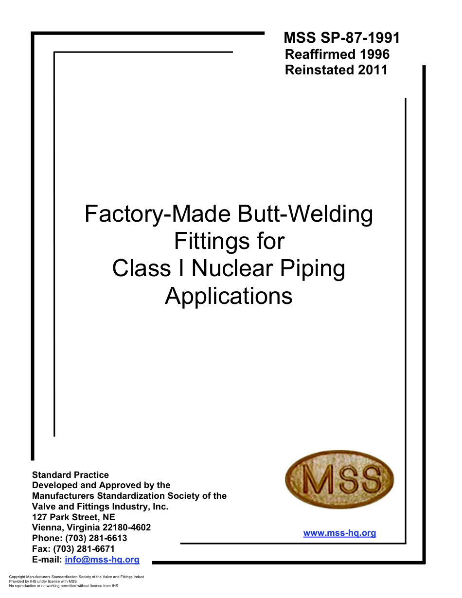 MSS SP-87-1991 (2011).pdf_第1页