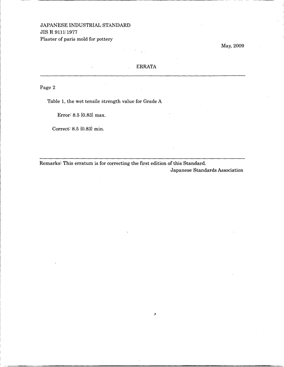 JIS R 9111-1977 errata 2009.pdf_第1页