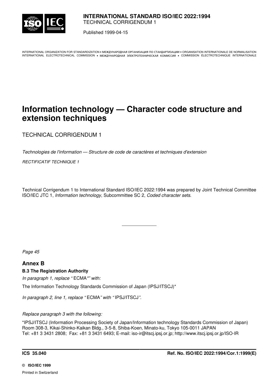 ISO IEC 02022-1994 cor1-1999.pdf_第1页