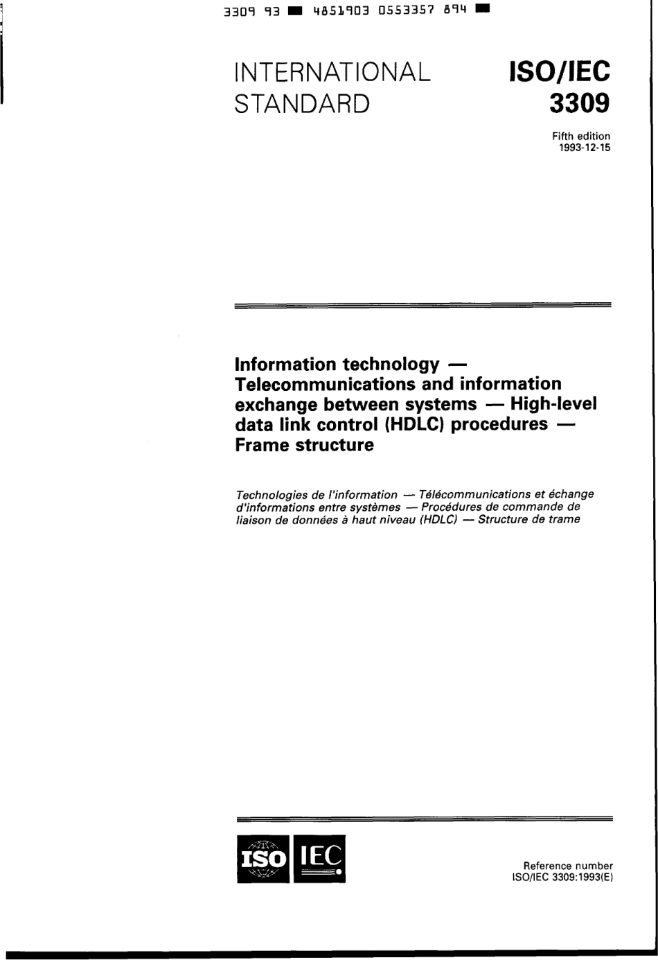 ISO IEC 03309-1993 scan.pdf_第1页
