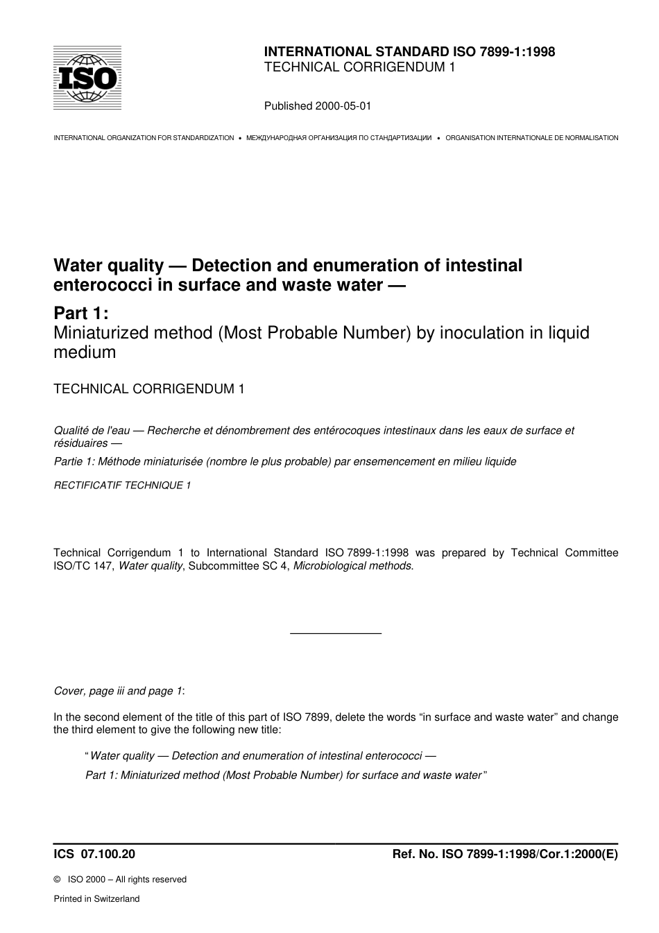 ISO 07899-1-1998 cor1-2000.pdf_第1页