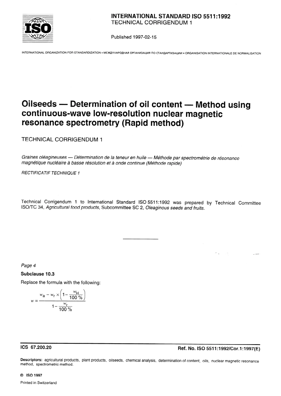 ISO 05511-1992 cor1-1997.pdf_第1页