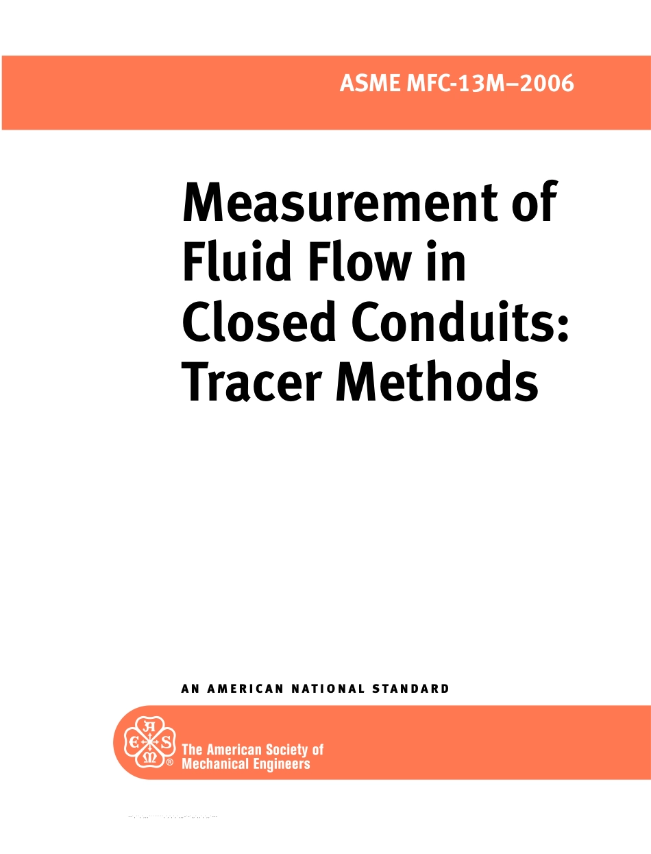 ASME MFC-13M-2006 封闭管道中流体流量的测量 跟踪法.pdf_第1页