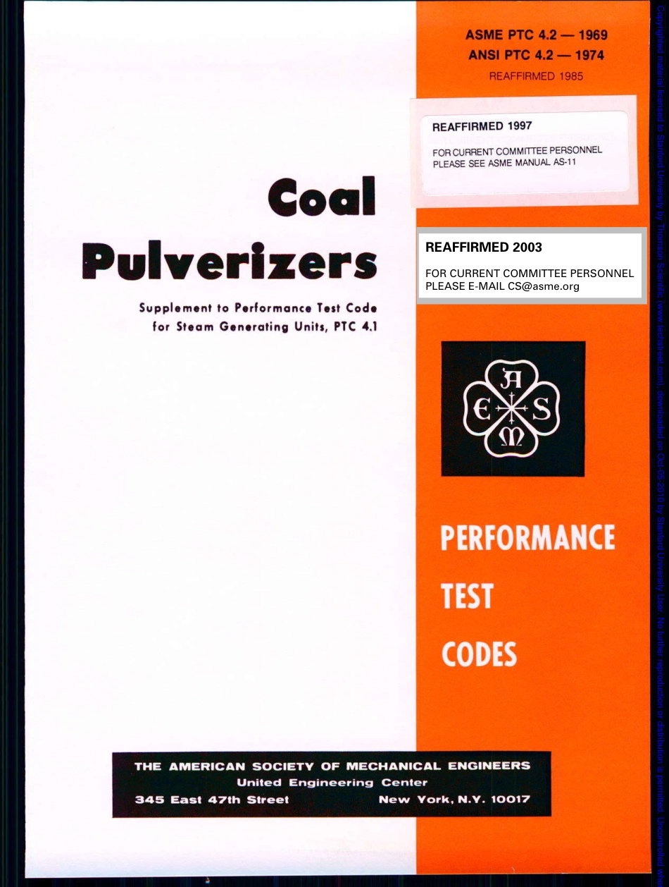 ASME PTC4.2_1969_Coal Pulverizers.pdf_第1页