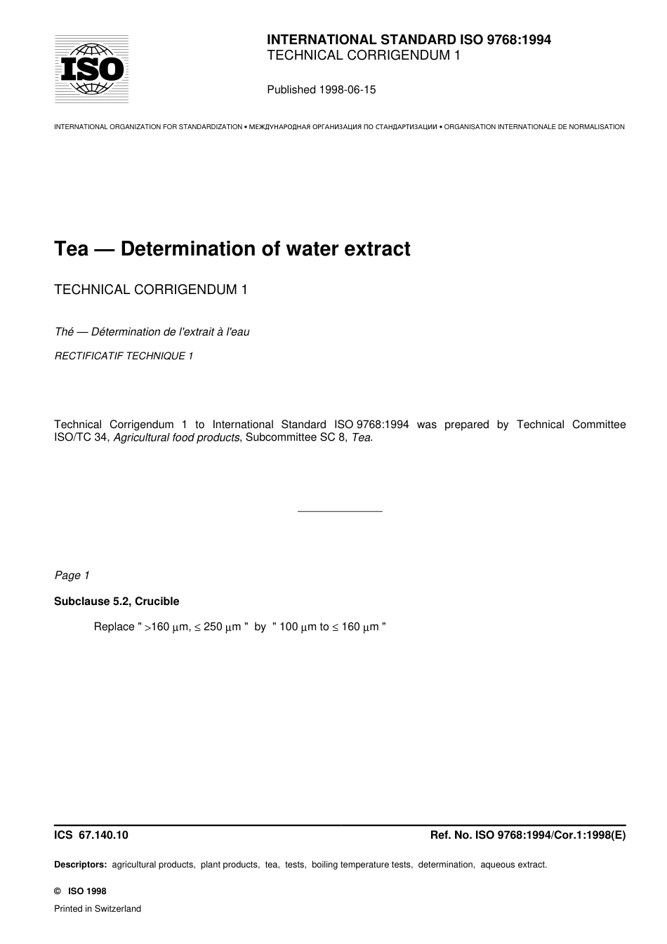 ISO 09768-1994 cor1-1998.pdf_第1页