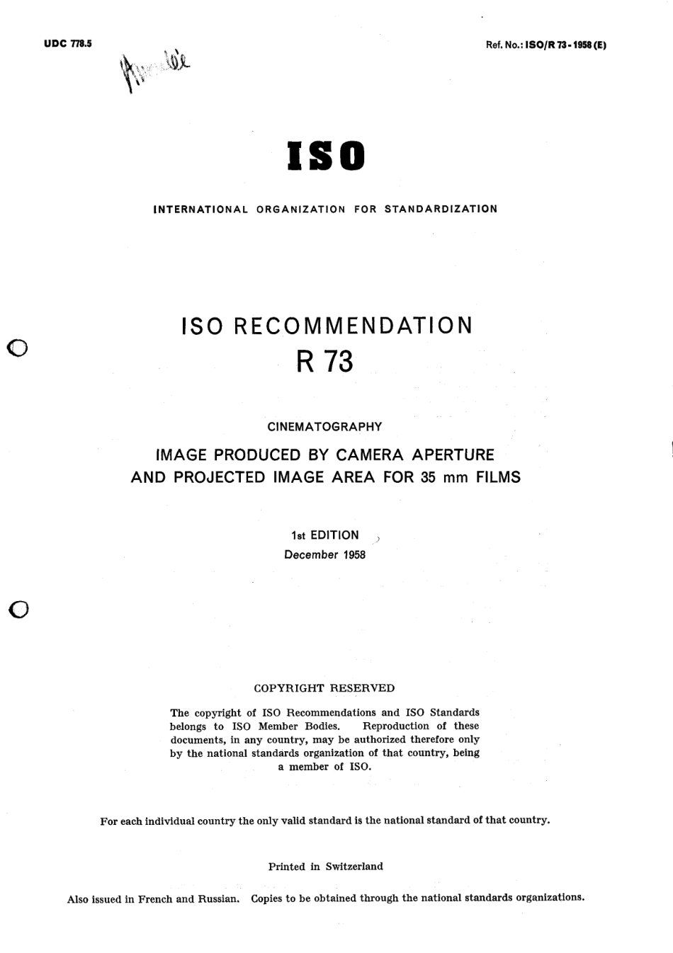 ISO R 00073-1958 scan.pdf_第1页