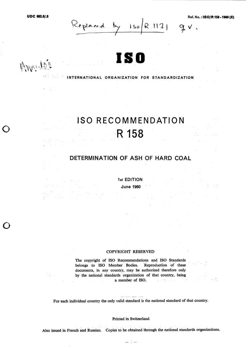 ISO R 00158-1960 scan.pdf_第1页