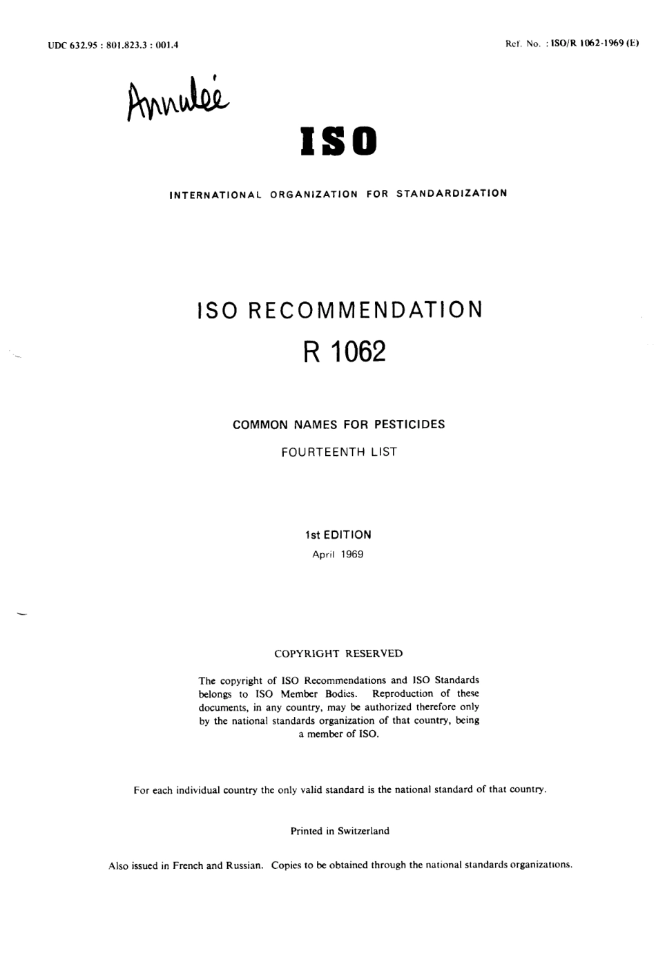 ISO R 01062-1969 scan.pdf_第1页