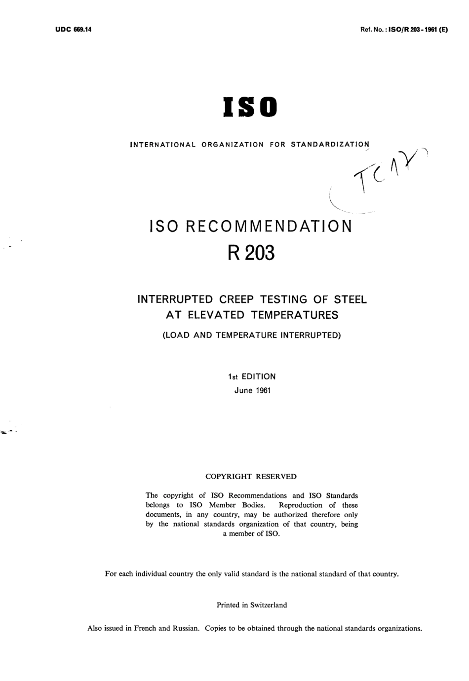 ISO R 00203-1961 scan.pdf_第1页