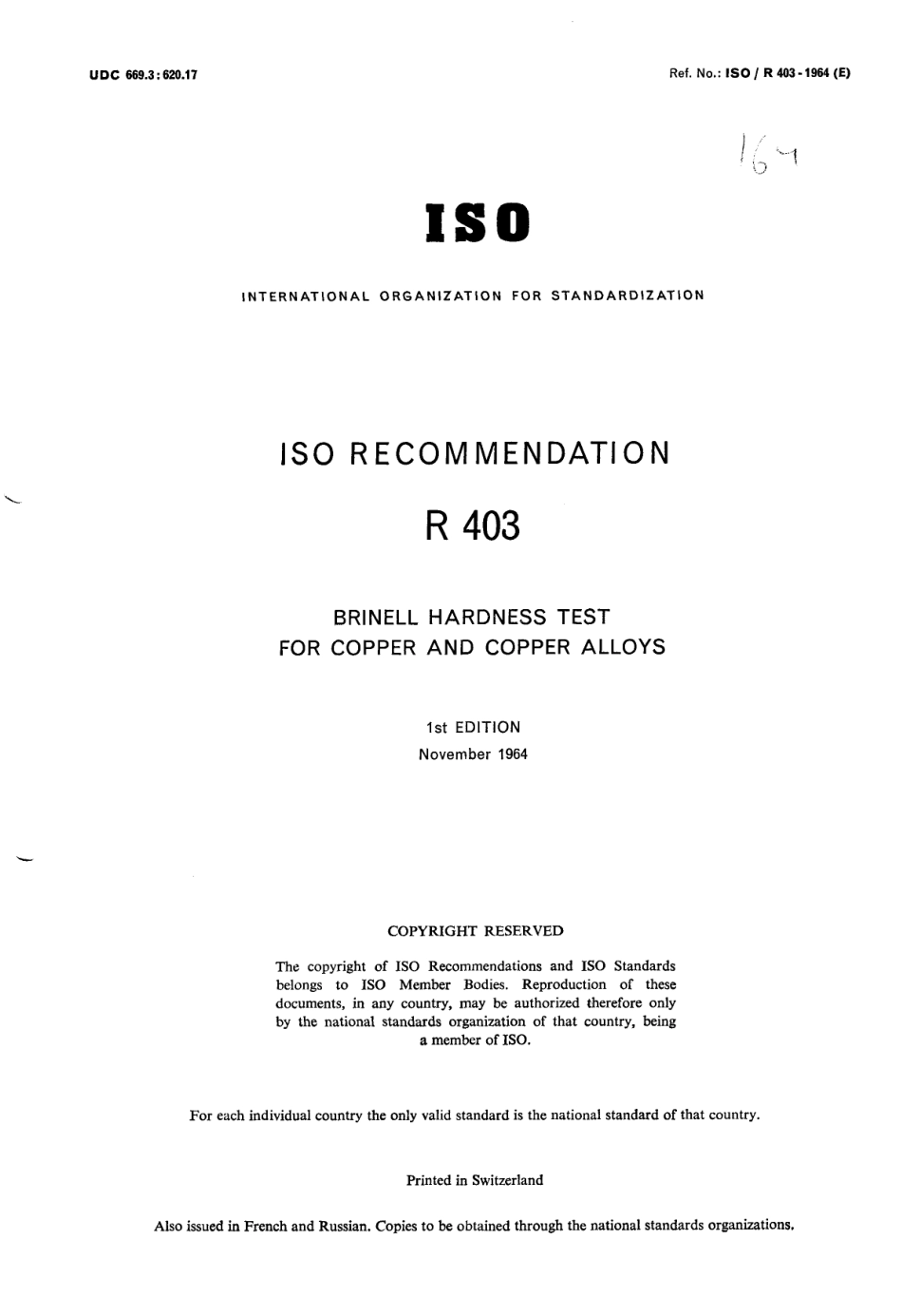 ISO R 00403-1964 scan.pdf_第1页