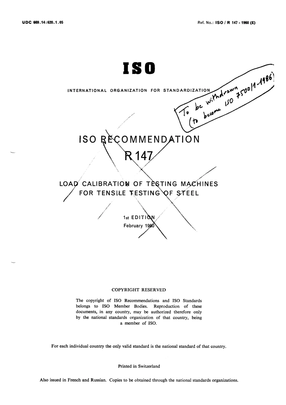 ISO R 00147-1960 scan.pdf_第1页