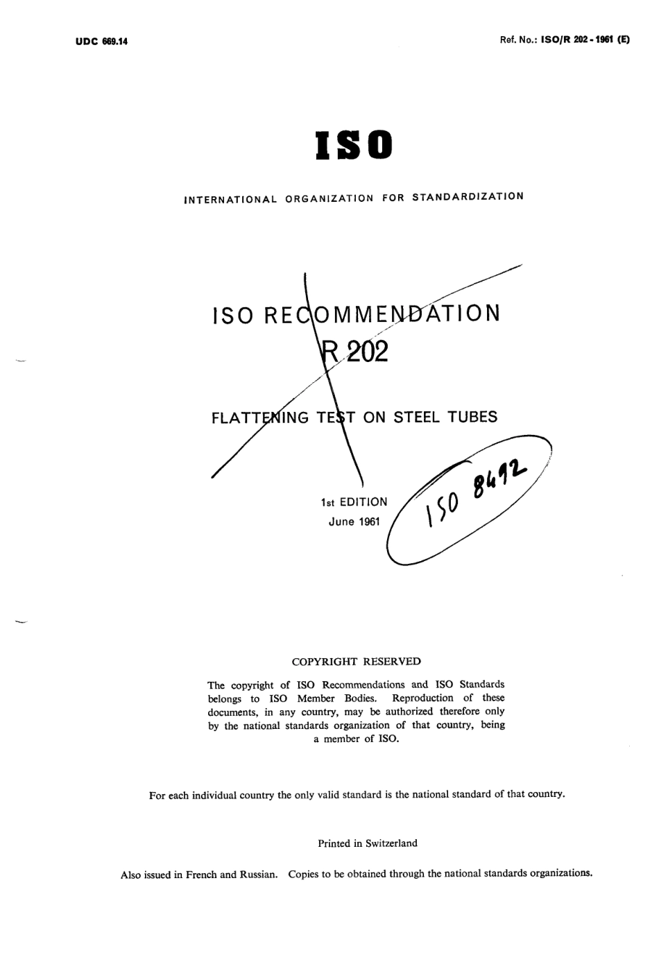 ISO R 00202-1961 scan.pdf_第1页