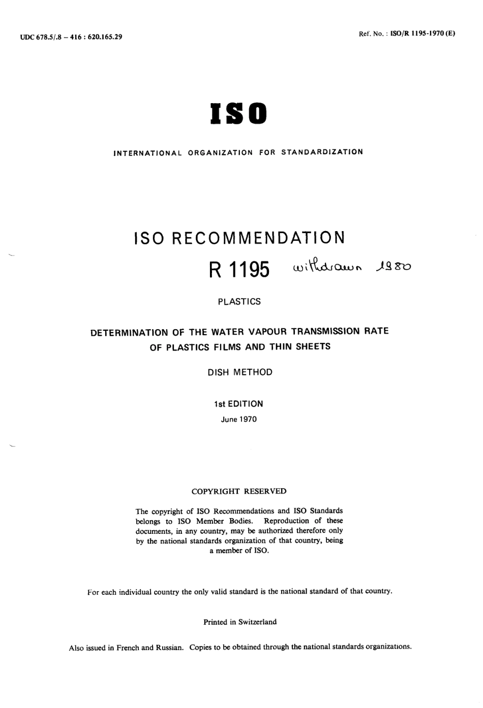 ISO R 01195-1970 scan.pdf_第1页