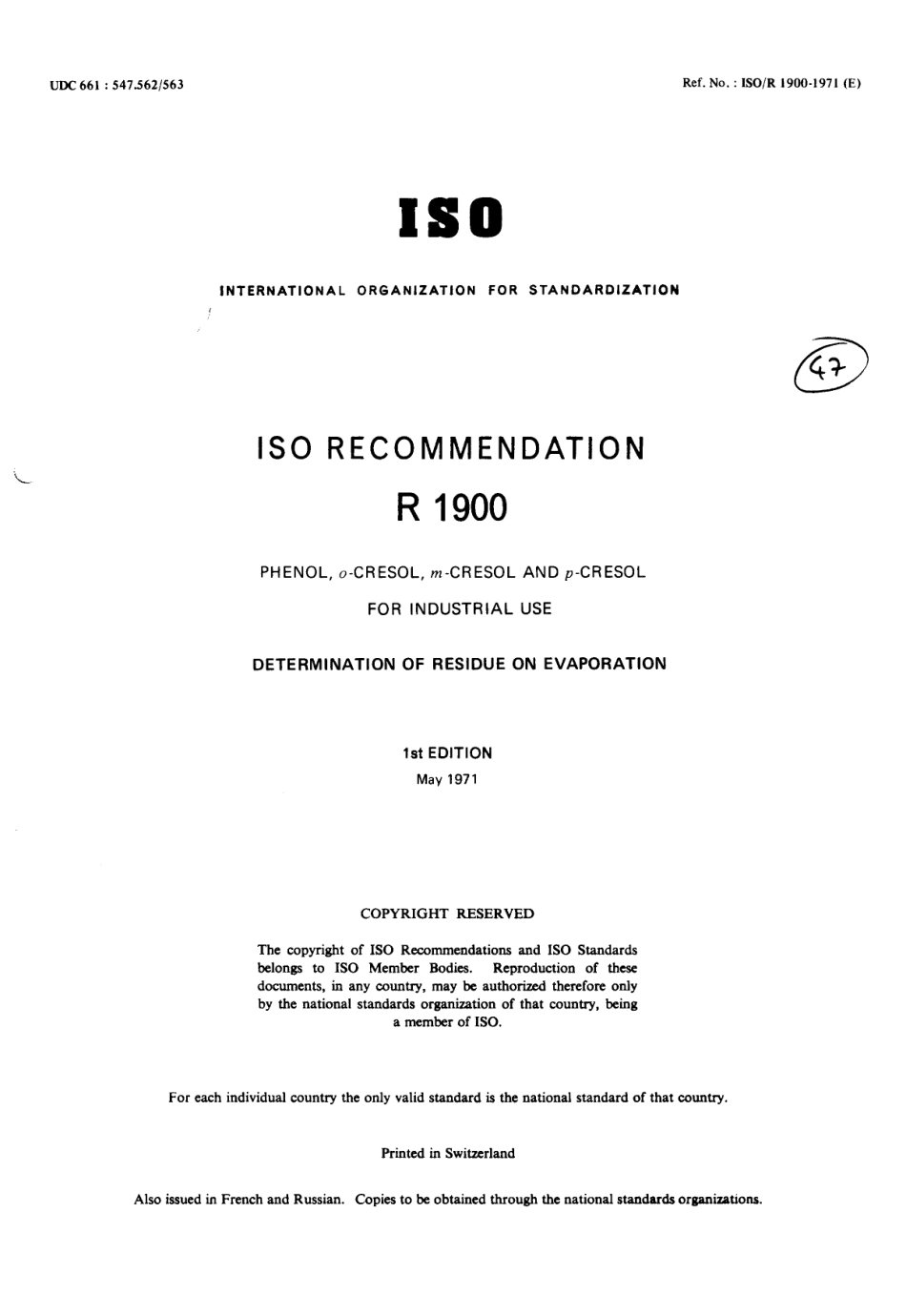ISO R 01900-1971 scan.pdf_第1页