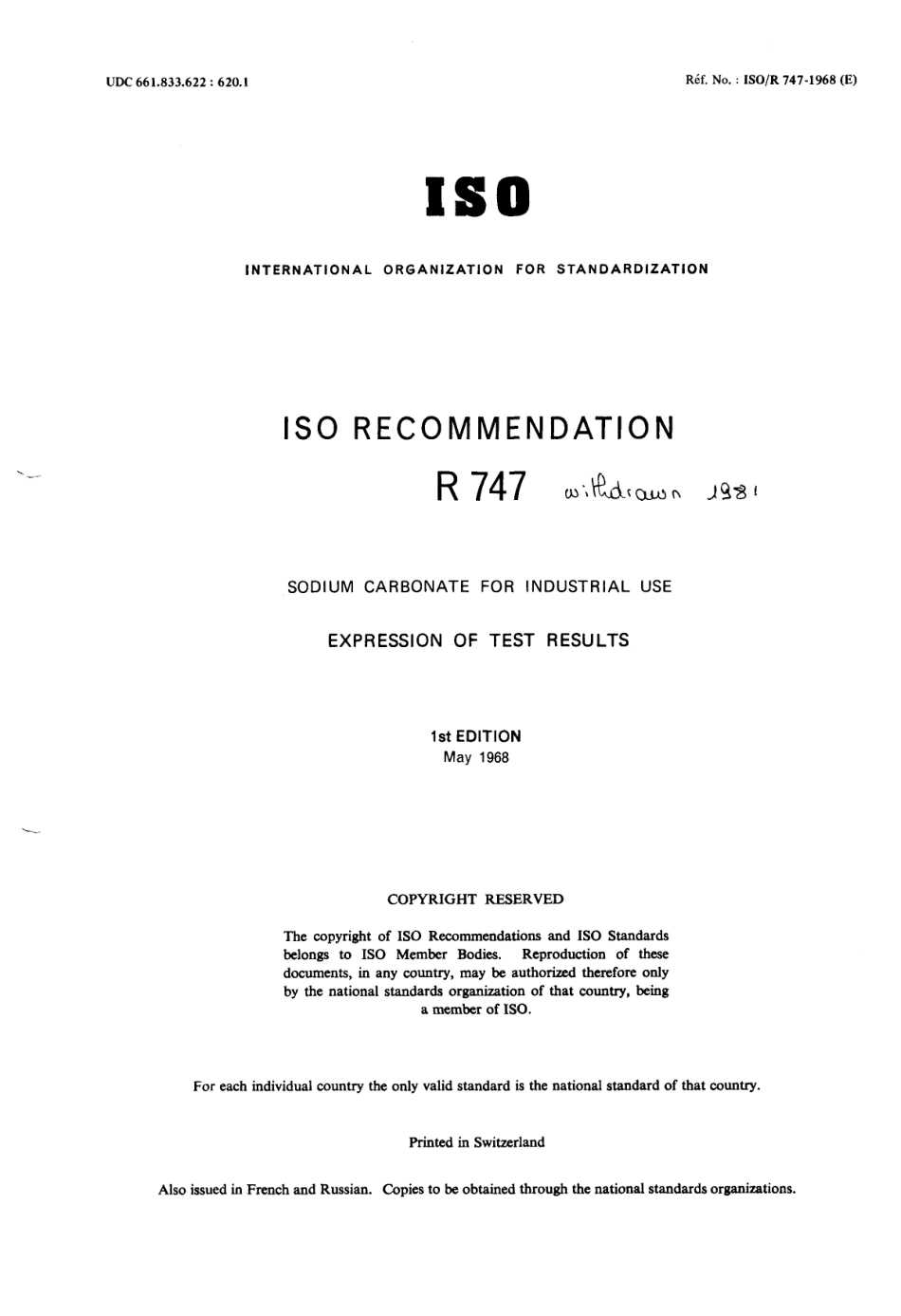 ISO R 00747-1968 scan.pdf_第1页