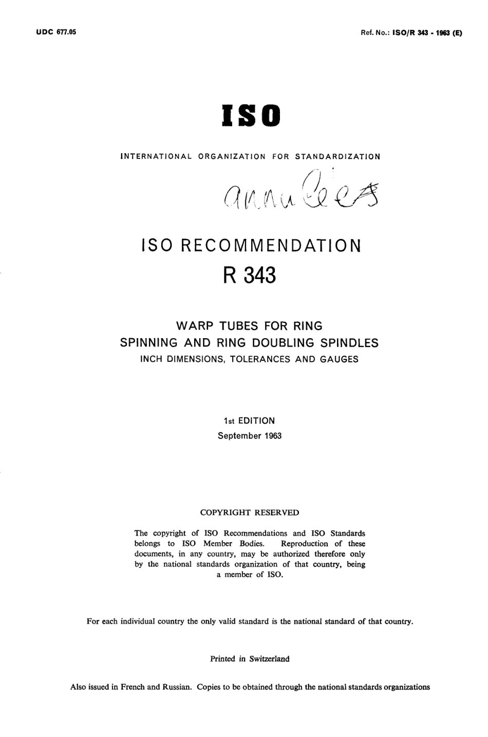 ISO R 00343-1963 scan.pdf_第1页