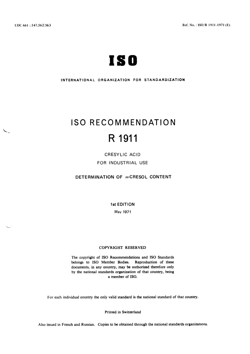 ISO R 01911-1971 scan.pdf_第1页