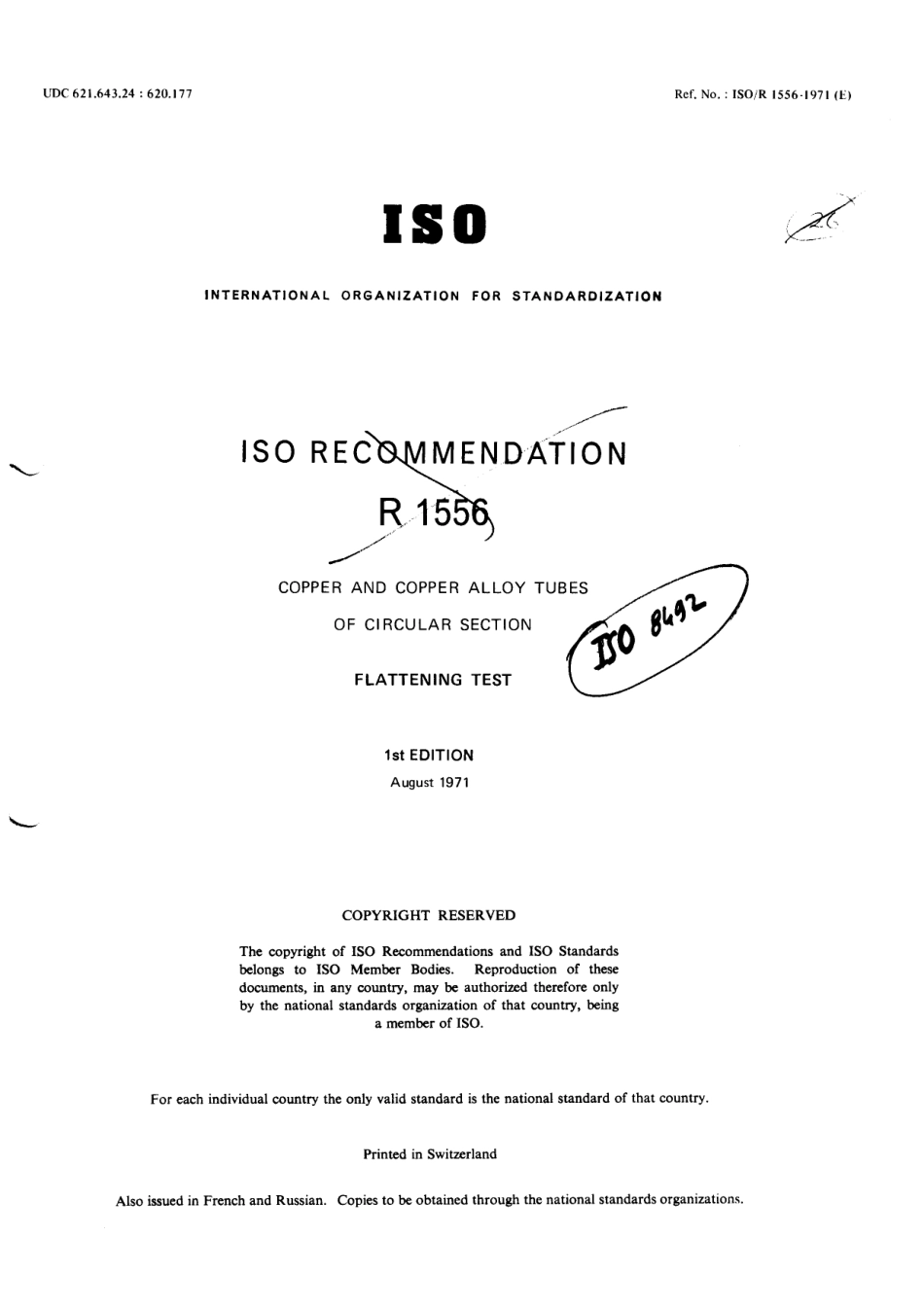 ISO R 01556-1971 scan.pdf_第1页
