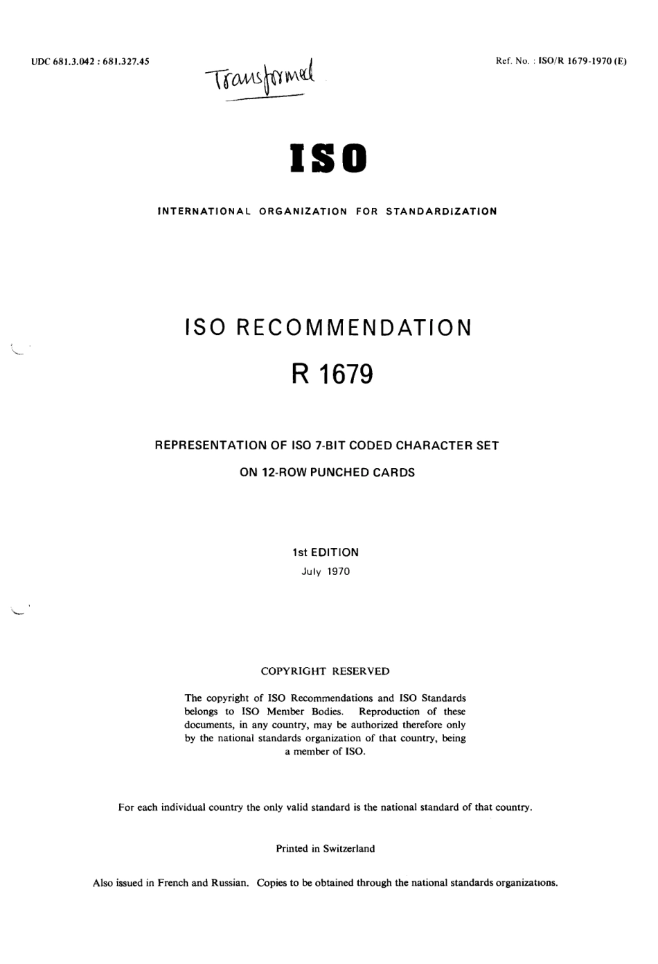 ISO R 01679-1970 scan.pdf_第1页
