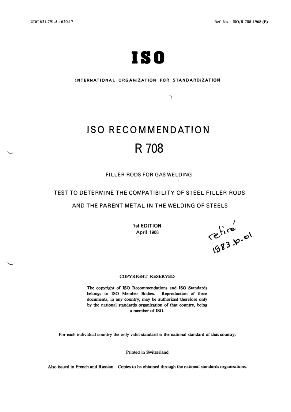 ISO R 00708-1968 scan.pdf_第1页