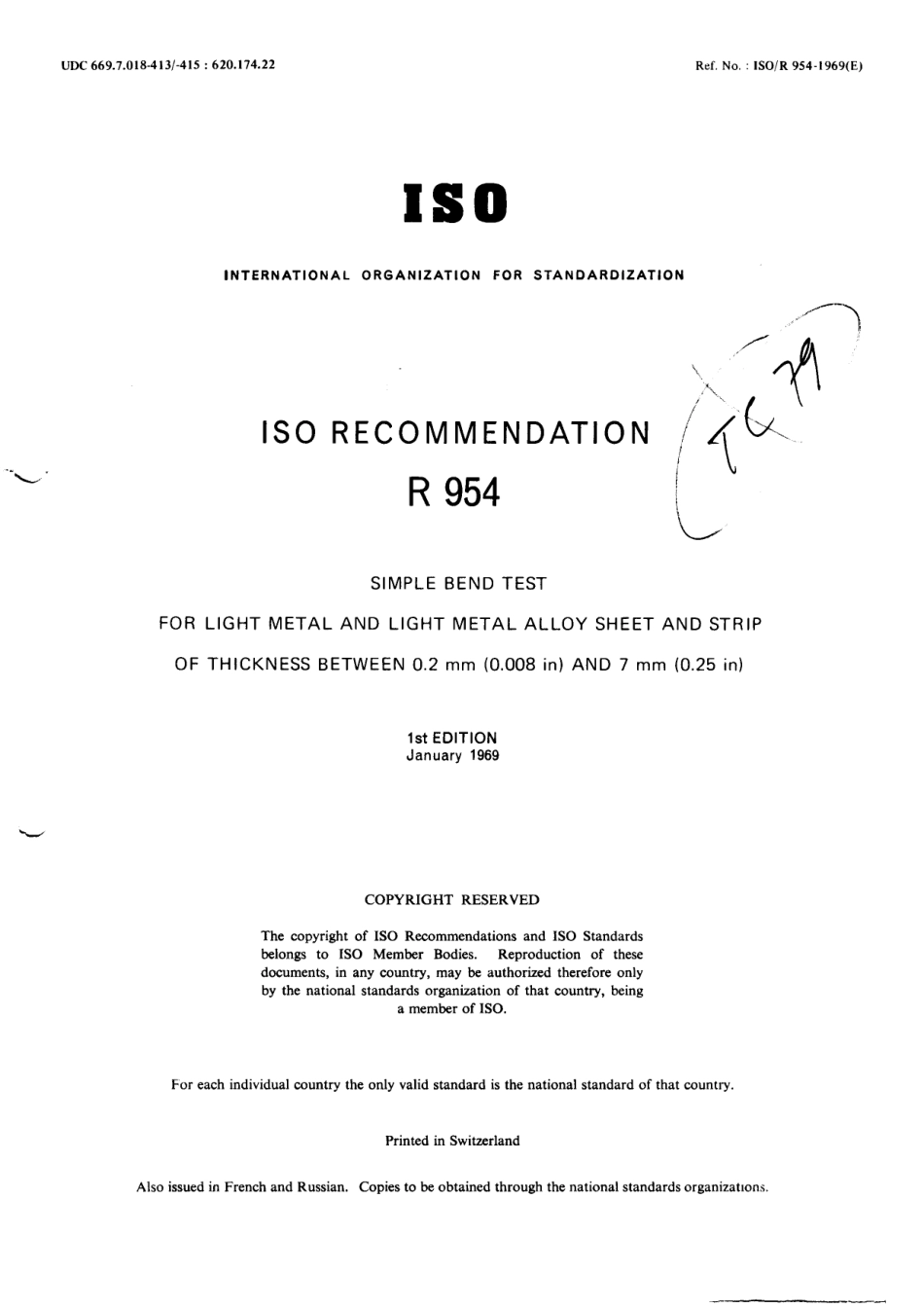 ISO R 00954-1969 scan.pdf_第1页