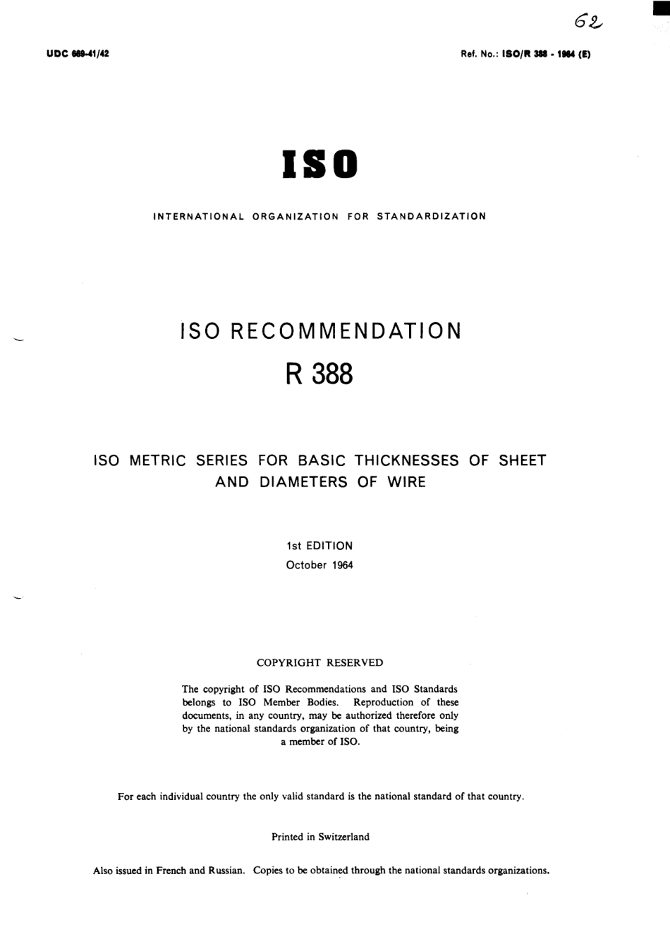 ISO R 00388-1964 scan.pdf_第1页
