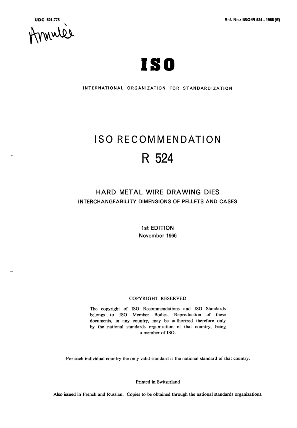 ISO R 00524-1966 scan.pdf_第1页