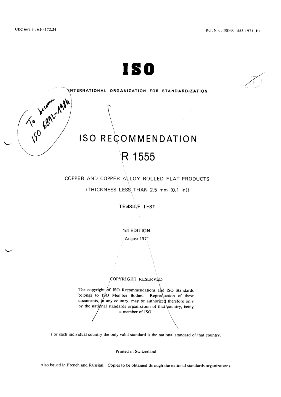 ISO R 01555-1971 scan.pdf_第1页