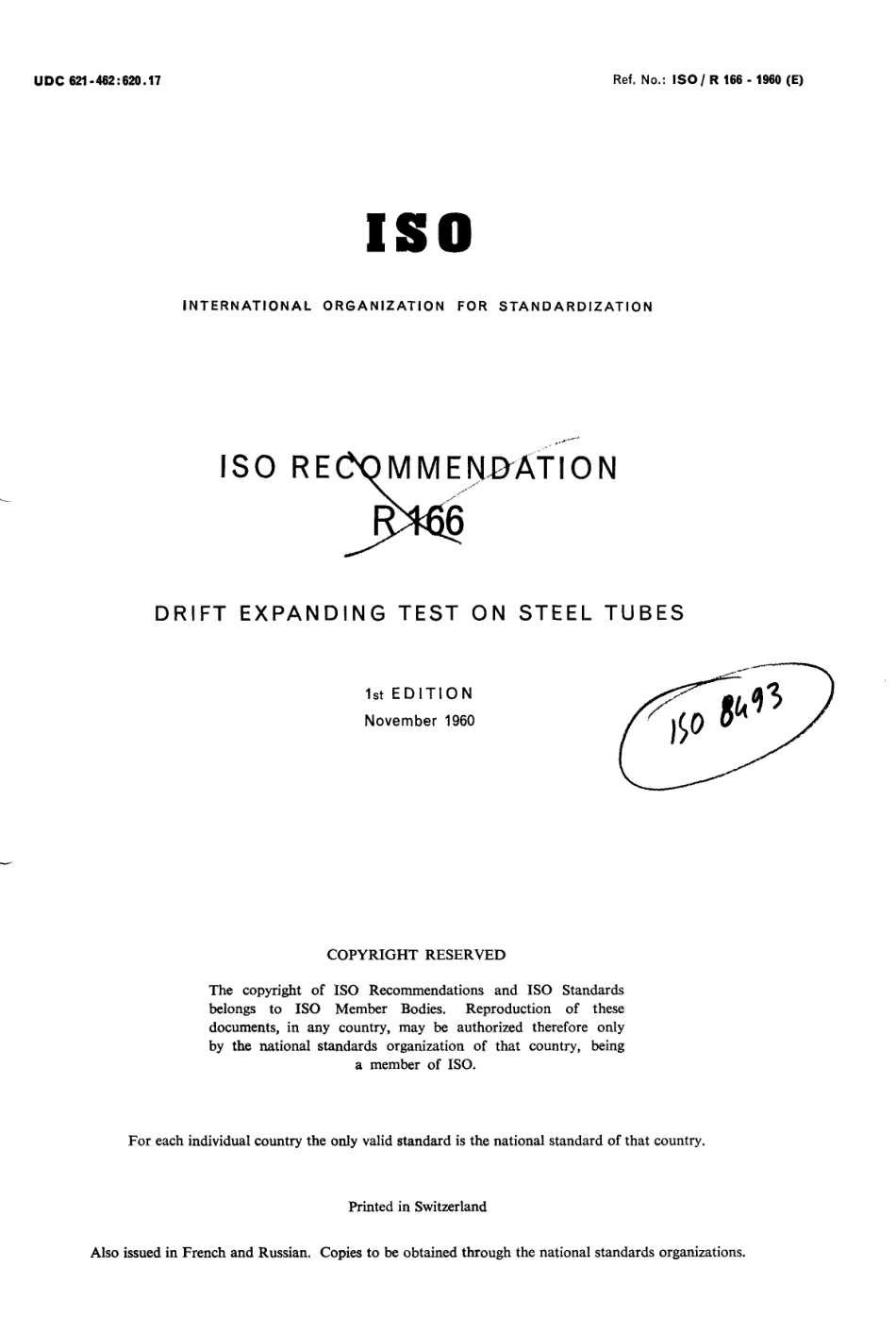 ISO R 00166-1960 scan.pdf_第1页