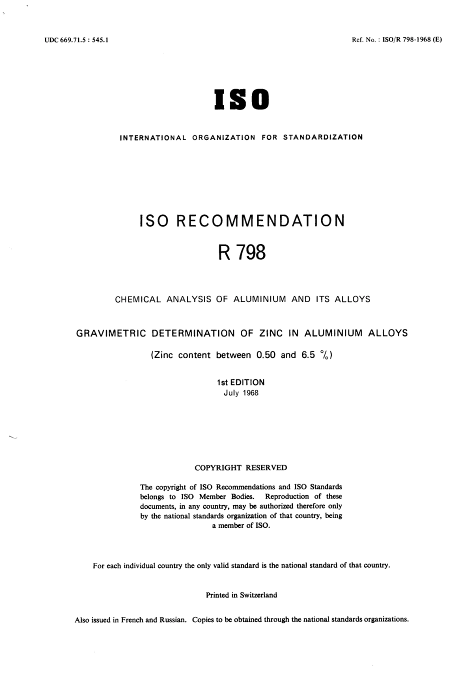 ISO R 00798-1968 scan.pdf_第1页