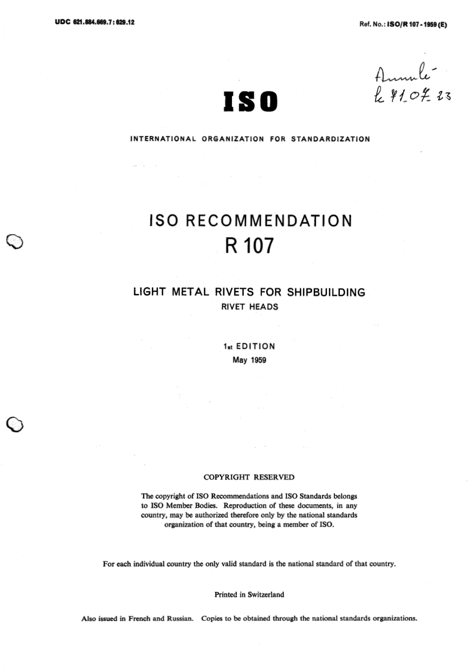 ISO R 00107-1959 scan.pdf_第1页