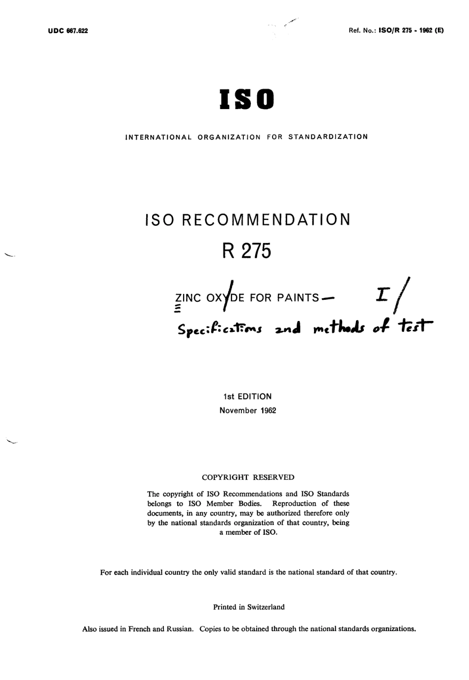 ISO R 00275-1962 scan.pdf_第1页