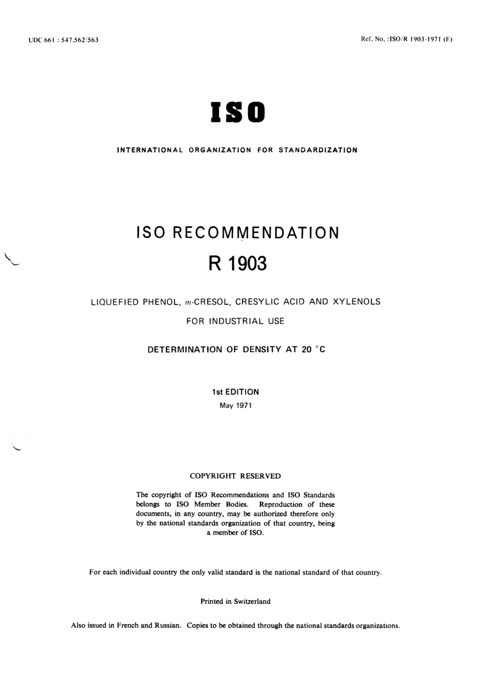 ISO R 01903-1971 scan.pdf_第1页