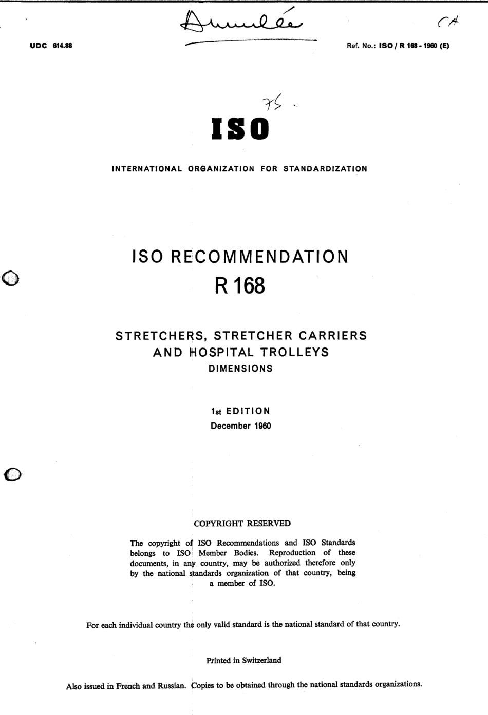 ISO R 00168-1960 scan.pdf_第1页