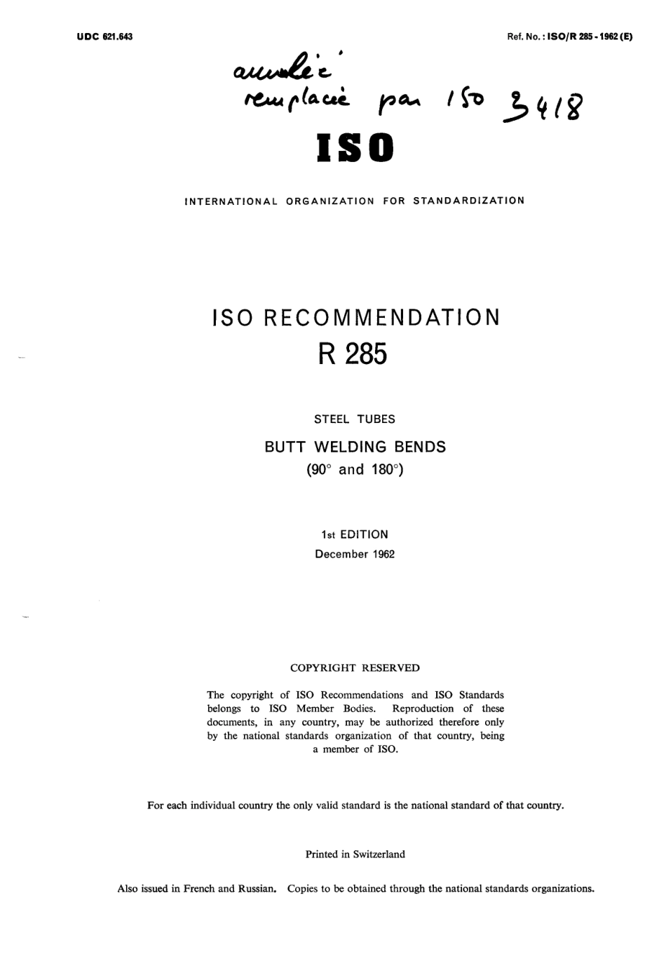 ISO R 00285-1962 scan.pdf_第1页