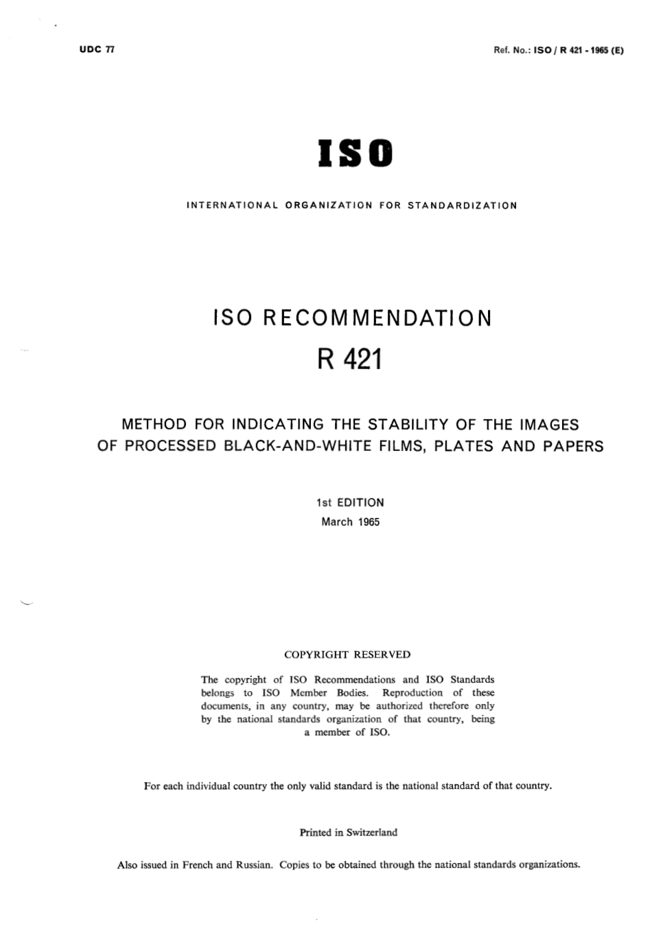 ISO R 00421-1965 scan.pdf_第1页