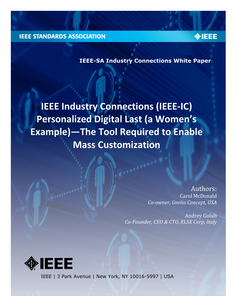 IEEE Industry Connections (IEEE-IC) Personalized Digital Last (a Women's Example)-The Tool Required to Enable Mass Customization 2018.pdf_第1页