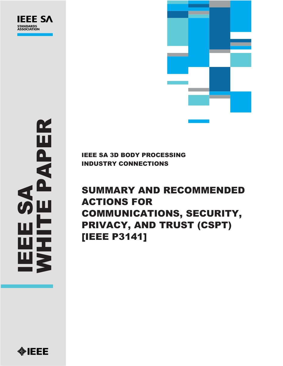 Summary and recommended actions for communications, security, privacy, and trust (CSPT) [IEEE P3141].pdf_第1页