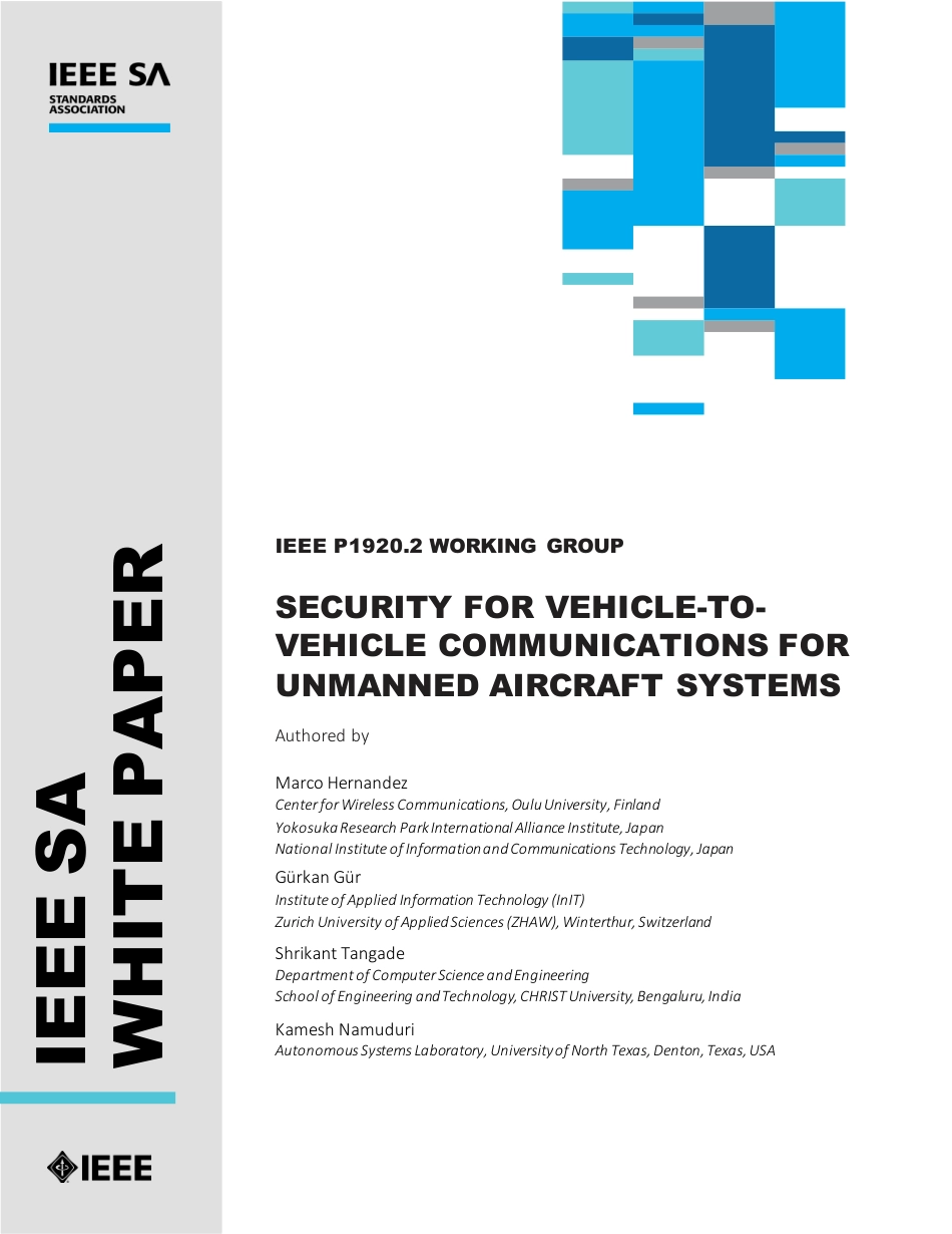 Security for vehicle-to-vehicle communications for unmanned aircraft systems 2023.pdf_第1页