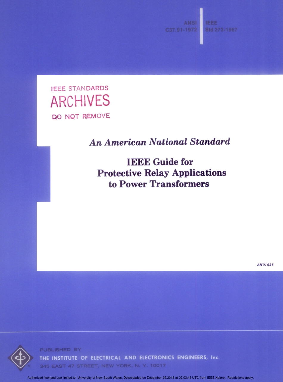 IEEE Std 273-1967 (1972) ANSI C37.91-1972.pdf_第1页