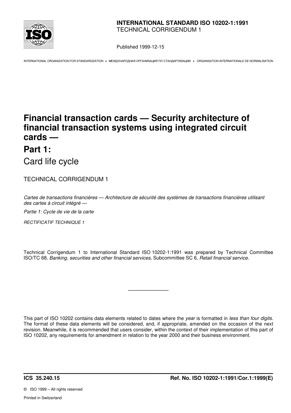 ISO 10202-1-1991 cor1-1999.pdf_第1页