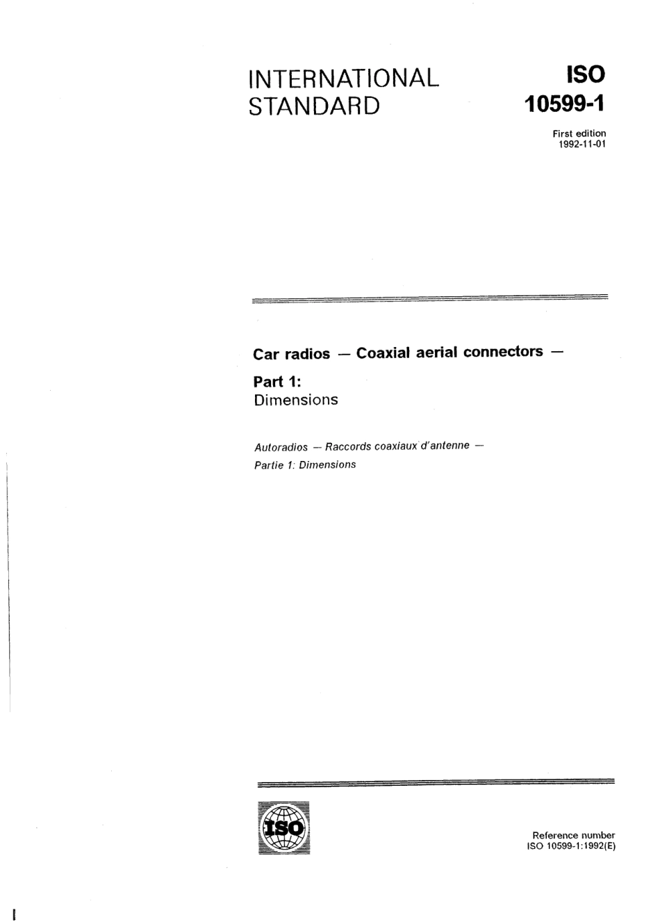 ISO 10599-1-1992 scan.pdf_第1页