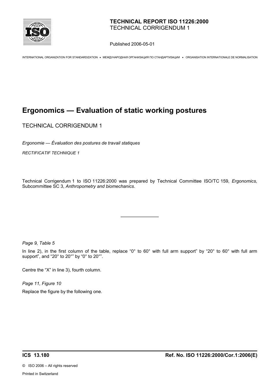 ISO 11226-2000 cor1-2006.pdf_第1页