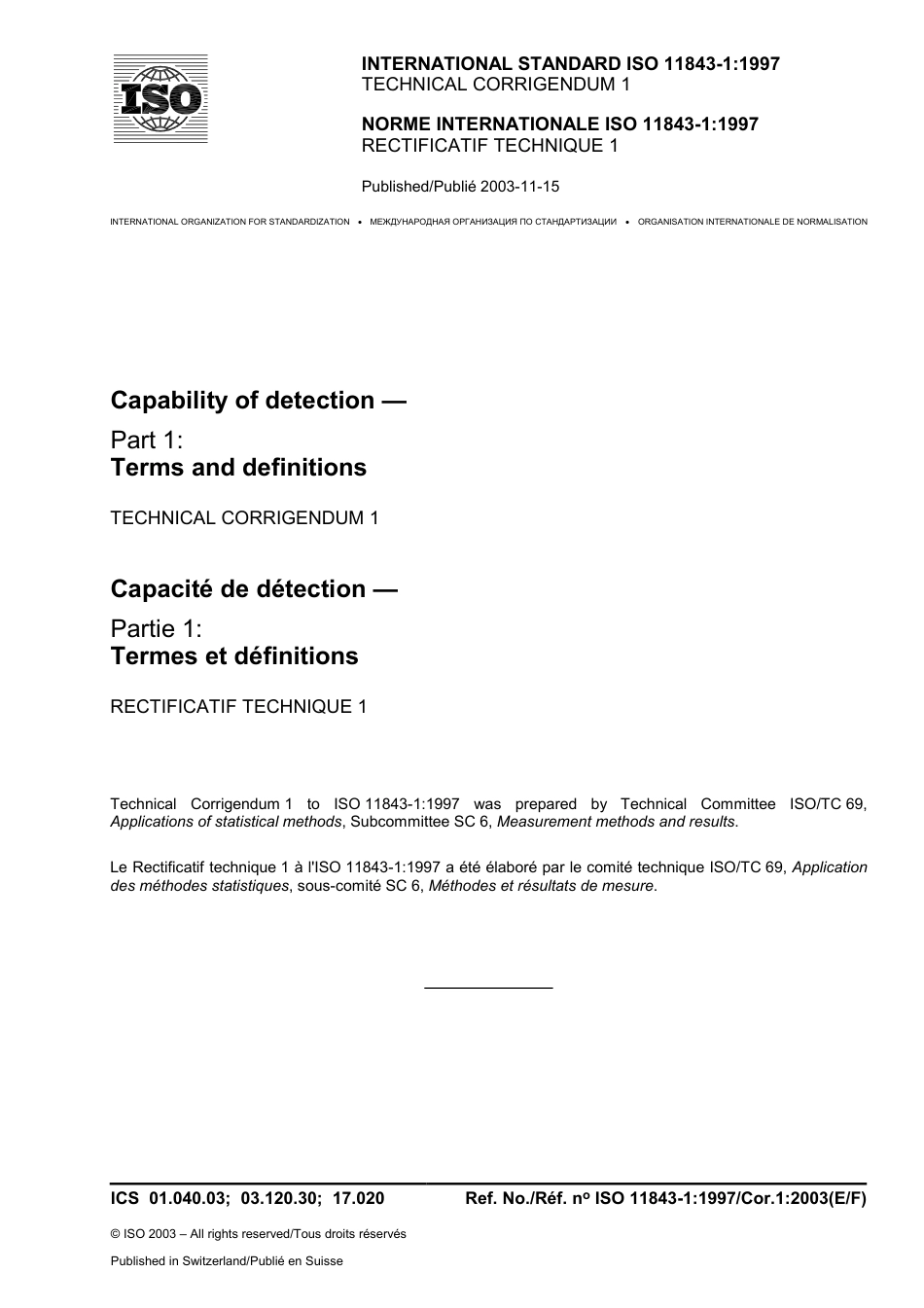 ISO 11843-1-1997 cor1-2003.pdf_第1页