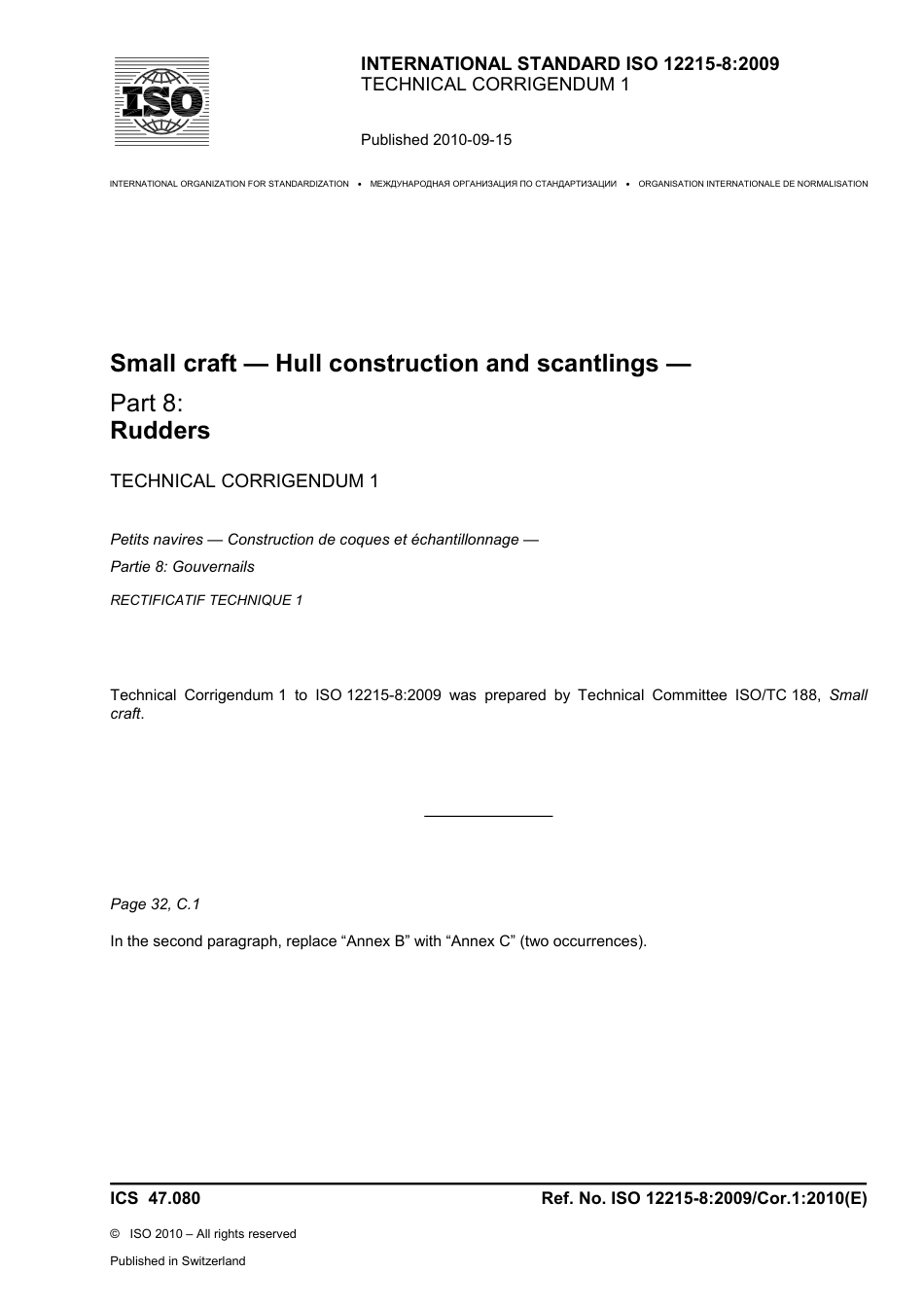 ISO 12215-8-2009 cor1-2010.pdf_第1页