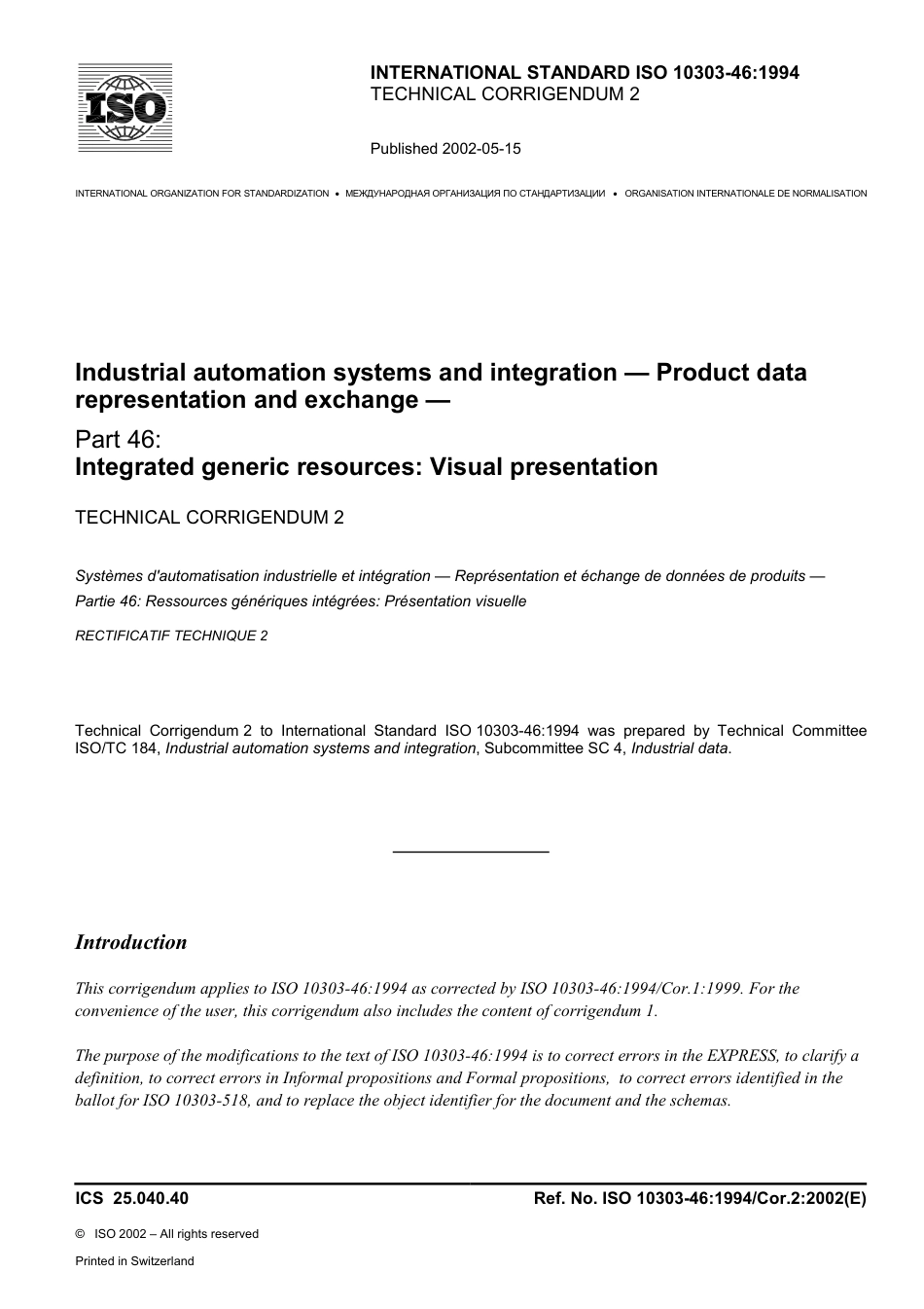 ISO 10303-46-1994 cor2-2000.pdf_第1页